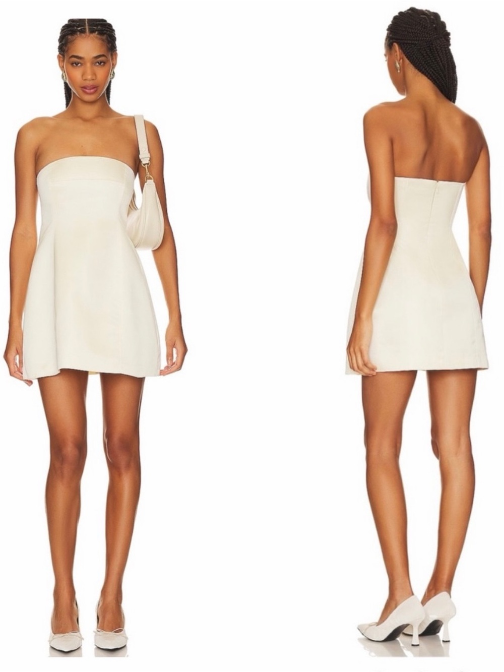 WeWoreWhat Strapless Peplum Mini Dress in Ecru Size 4